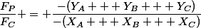 \dfrac{F_P}{F_C} = \dfrac{-(Y_A + Y_B + Y_C)}{-(X_A + X_B + X_C)}