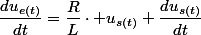 \dfrac{du_{e(t)}}{dt}=\dfrac{R}{L}\cdot u_{s(t)}+\dfrac{du_{s(t)}}{dt}