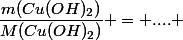 \large n(Cu(OH)_2) =&nbsp;&nbsp;\dfrac{m(Cu(OH)_2)}{M(Cu(OH)_2)} = .... 