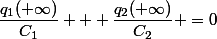 \dfrac{q_1(+\infty)}{C_1} + \dfrac{q_2(+\infty)}{C_2} =0