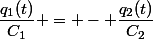 \dfrac{q_1(t)}{C_1} = - \dfrac{q_2(t)}{C_2}