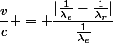 \dfrac{v}{c} = \dfrac{|\frac{1}{\lambda_e}-\frac{1}{\lambda_r}|}{\frac{1}{\lambda_e}}