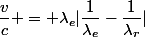 \dfrac{v}{c} = \lambda_e|\dfrac{1}{\lambda_e}-\dfrac{1}{\lambda_r}|