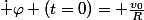 \dot \varphi (t=0)= \frac{v_0}{R}