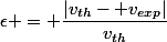 \epsilon = \dfrac{|v_{th}- v_{exp}|}{v_{th}}