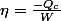 \eta=\frac{-Q_{c}}{\text{\ensuremath{W}}}