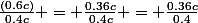\frac{(0.6c)}{0.4c} = \frac{0.36c}{0.4c} = \frac{0.36c}{0.4}