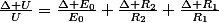 \frac{\Delta U}{U}=\frac{\Delta E_{0}}{E_{0}}+\frac{\Delta R_{2}}{R_{2}}+\frac{\Delta R_{1}}{R_{1}}