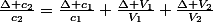 \frac{\Delta c_{2}}{c_{2}}=\frac{\Delta c_{1}}{c_{1}}+\frac{\Delta V_{1}}{V_{1}}+\frac{\Delta V_{2}}{V_{2}}