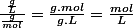 \frac{\frac{g}{L}}{\frac{g}{mol}}=\frac{g.mol}{g.L}=\frac{mol}{L}