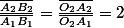 \frac{\overline{A_2B_2}}{\overline{A_1B_1}}=\frac{\overline{O_2A_2}}{\overline{O_2A_1}}=2