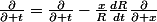 \frac{\partial}{\partial t}=\frac{\partial}{\partial t}-\frac{x}{R}\frac{dR}{dt}\frac{\partial}{\partial x}