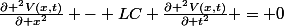 \frac{\partial ^{2}V(x,t)}{\partial x^{2}} - LC \frac{\partial ^{2}V(x,t)}{\partial t^{2}} = 0