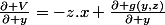\frac{\partial V}{\partial y}=-z.x+\frac{\partial g(y,z)}{\partial y}