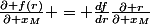 \frac{\partial f(r)}{\partial x_M} = \frac{df}{dr}\frac{\partial r}{\partial x_M}
