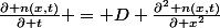 \frac{\partial n(x,t)}{\partial t} = D \frac{\partial^2 n(x,t)}{\partial x^2}