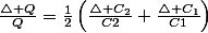 \frac{\triangle Q}{Q}=\frac{1}{2}\left(\frac{\triangle C_{2}}{C2}+\frac{\triangle C_{1}}{C1}\right)