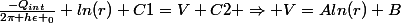 \frac{-Q_{int}}{2\pi h\epsilon _{0}} ln(r)+C1=V+C2 \Rightarrow V=Aln(r)+B