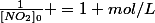 \frac{1}{[NO_2]_0} =1 mol/L