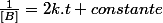 \frac{1}{\left[B\right]}=2k.t+constante