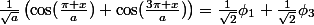 \frac{1}{\sqrt{a}}\left(\cos(\frac{\pi x}{a})+\cos(\frac{3\pi x}{a})\right)=\frac{1}{\sqrt{2}}\phi_1+\frac{1}{\sqrt{2}}\phi_3