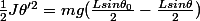 \frac{1}{2}J\theta'^{2}=mg(\frac{Lsin\theta_{0}}{2}-\frac{Lsin\theta}{2})