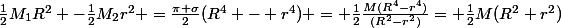 J =&nbsp;&nbsp;\frac{1}{2}M_1R^2 -\frac{1}{2}M_2r^2 =\frac{\pi \sigma}{2}(R^4 - r^4) = \frac{1}{2}\frac{M(R^4-r^4)}{(R^2-r^2)}= \frac{1}{2}M(R^2+r^2)