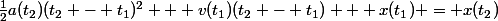 \frac{1}{2}a(t_2)(t_2 - t_1)^2 + v(t_1)(t_2 - t_1) + x(t_1) = x(t_2)