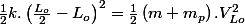 \frac{1}{2}k.\left(\frac{L_{o}}{2}-L_{o}\right)^{2}=\frac{1}{2}\left(m+m_{p}\right).V_{Lo}^{2}