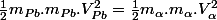 \frac{1}{2}m_{Pb}.m_{Pb}.V_{Pb}^{2}=\frac{1}{2}m_{\alpha}.m_{\alpha}.V_{\alpha}^{2}