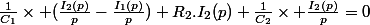 \frac{1}{C_1}\times (\frac{I_2(p)}{p}-\frac{I_1(p)}{p})+R_2.I_2(p)+\frac{1}{C_2}\times \frac{I_2(p)}{p}=0
