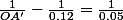 \frac{1}{OA'}-\frac{1}{0.12}=\frac{1}{0.05}