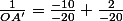 \frac{1}{OA'}=\frac{-10}{-20}+\frac{2}{-20}