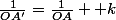 \frac{1}{OA'}=\frac{1}{OA}+ k