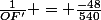 \frac{1}{OF'} = \frac{-48}{540}