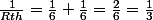 \frac{1}{Rth}=\frac{1}{6}+\frac{1}{6}=\frac{2}{6}=\frac{1}{3}