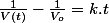 \frac{1}{V(t)}-\frac{1}{V_{o}}=k.t