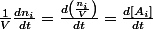 \frac{1}{V}\frac{dn_{i}}{dt}=\frac{d\left(\frac{n_{i}}{V}\right)}{dt}=\frac{d\left[A_{i}\right]}{dt}