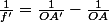 \frac{1}{f'}=\frac{1}{OA'}-\frac{1}{OA}