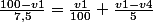 \frac{100-v1}{7,5}=\frac{v1}{100}+\frac{v1-v4}{5}