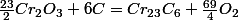 \frac{23}{2}Cr_{2}O_{3}+6C=Cr_{23}C_{6}+\frac{69}{4}O_{2}