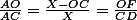 \frac{AO}{AC}=\frac{X-OC}{X}=\frac{OF}{CD}