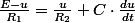 \frac{E-u}{R_{1}}=\frac{u}{R_{2}}+C\cdot\frac{du}{dt}