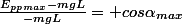 \frac{E_{pp}_{max}-mgL}{-mgL}= cos\alpha_{max}