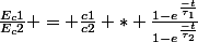 \frac{E_c1}{E_c2} = \frac{c1}{c2} * \frac{1-e^{\frac{-t}{\tau_1}}}{1-e^{\frac{-t}{\tau_2}}}