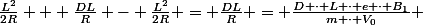 \frac{L^2}{2R} + \frac{DL}{R} - \frac{L^2}{2R} = \frac{DL}{R} = \frac{D \cdot L \cdot e \cdot B_1}{m \cdot V_0} 