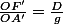 \frac{OF'}{OA'}=\frac{D}{g}