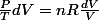 \frac{P}{T}dV=nR\frac{dV}{V}