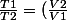 \frac{T1}{T2}=(\frac{V2}{V1}