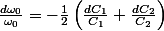 \frac{d\omega_{0}}{\omega_{0}}=-\frac{1}{2}\left(\frac{dC_{1}}{C_{1}}+\frac{dC_{2}}{C_{2}}\right)